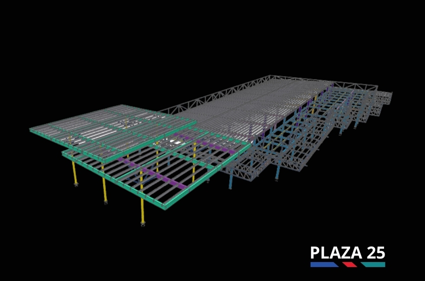 Proyecto Plaza 25 – Complejo Comercial con Estructura Metálica y Concreto Reforzado