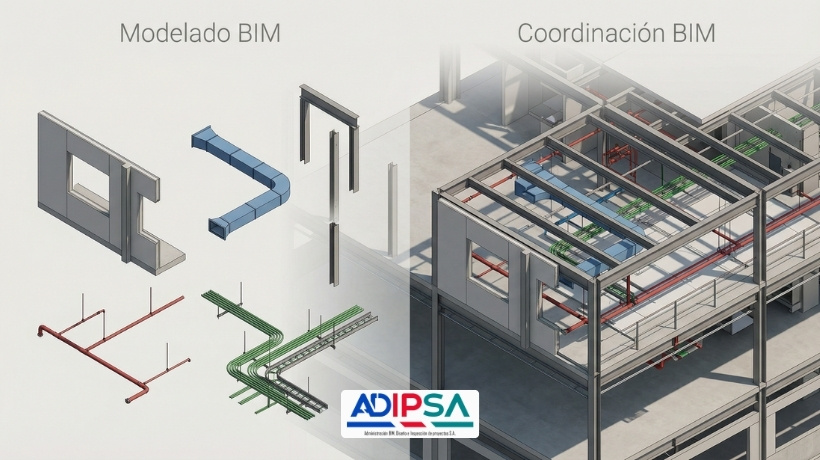 Modelado BIM vs coordinación BIM diferencias clave en proyectos