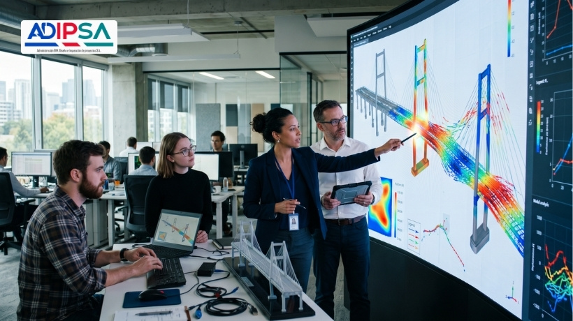 Modelo BIM estructural de puente integrado con datos de monitoreo y análisis técnico